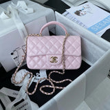 Chanel Women's Bag Top version 【Original Leather with the Highest Quality Version】Small24K Patent Leather Handle Box Bag Cosmetic Bag AS2431Handle CF Bag Doll24KCFminihandle Handle Bag Sheepskin Women's Bag24P Woolen Sequins Flap Bag Mobile Phone Bag Port