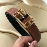 Hermes Belt Top version High Quality3.2cm Leather Belt Men's and Women's Leather Business Casual Pin Buckle Versatile Belt