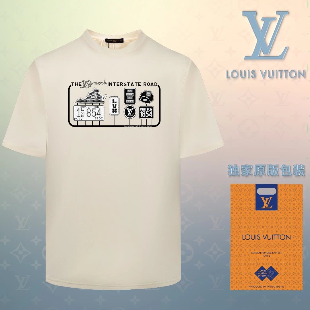 Louis Vuitton LV T-shirt 1854Series3D Cartoon unique LOGO Printed round Neck Short Sleeve25ss New Pure Cotton Unisex Style T T-shirt OS Loose Fit Base Shirt Short Sleeve Top T-Shirt