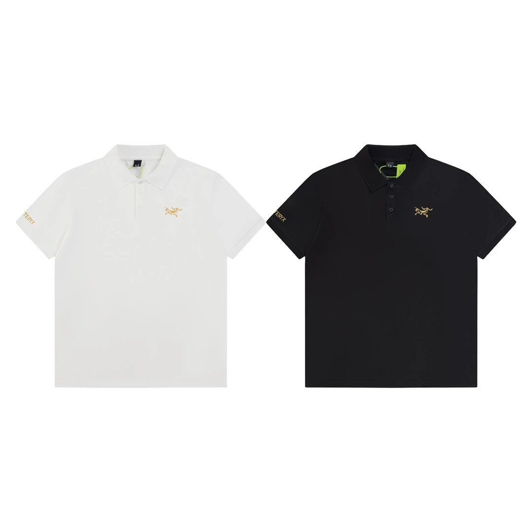 Arc'teryx T-shirt Gold Threaded Bird on Chest logo Embroidery POLO Shirt Lapel Short Sleeve25ss New Unisex Style OS Loose T Summer Half Sleeve Business Shirt Plus Size T-Shirt