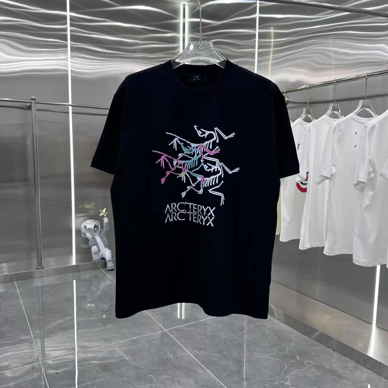 Arc'teryx T-shirt Colorful Three Birds Pattern Print on the Chest logo round Neck Short Sleeve25ss New Pure Cotton Unisex Style T T-shirt OS Loose Fit Base Shirt Half Sleeve T-Shirt Top Half Sleeve