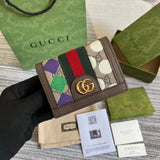 Gucci Wallet Top version Ophidia Series Small Card Holder Wallet Women's Short Wallet Card Clamp Short Wallet Women's Wallet Uses Advanced Artificial Canvas with Iconic Patterns and Stripe Braid