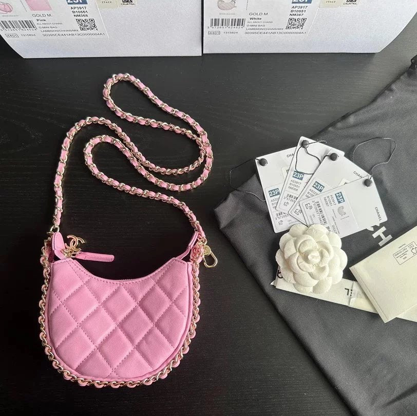 Chanel Women's Bag Top version 【Premium Edition】/23P New Selenodont Bag Moon Bag Hobos Underarm Bag Handbag mini Hula Hoop Bag Small Bag Chain Bag Crossbody Bag Shoulder Bag23P New Women's Bag