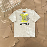 Louis Vuitton LV T-shirt Front Distressed Letter Print logo round Neck Short Sleeve25ss New Pure Cotton Unisex Style T Casual T-Shirt Base Layer Shirt OS Loose Fit Half Sleeve Top Plus Size