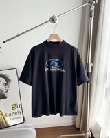 Balenciaga T-shirt Front and Back Letter Geometric Pattern Print logo round Neck Short Sleeve25ss New pure cotton T Unisex T-Shirt OS Loose Fit Base Shirt Top Half Sleeve T-Shirt