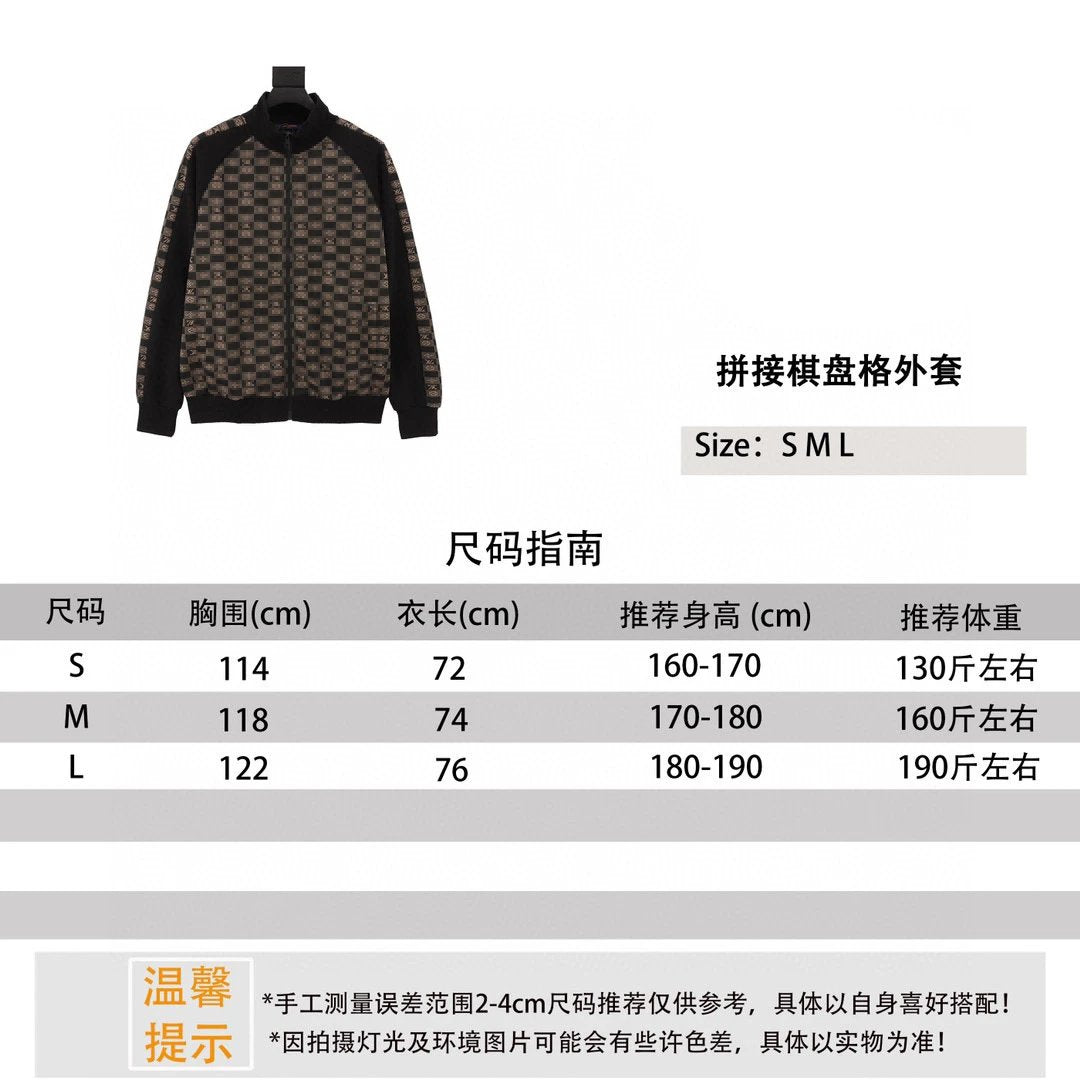 Louis Vuitton LV Jackets Patchwork Chessboard Plaid Coat for Men and Women