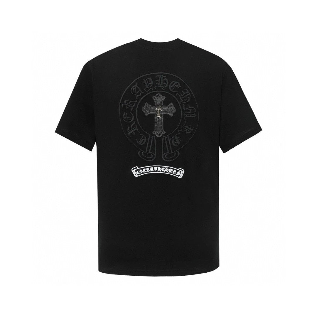 Chrome Hearts T-shirt Appliqué Front Panel logo round Neck Short Sleeve25ss New Pure Cotton Unisex Style T T-shirt OS Loose Fit Base Shirt Short Sleeve T-Shirt Top