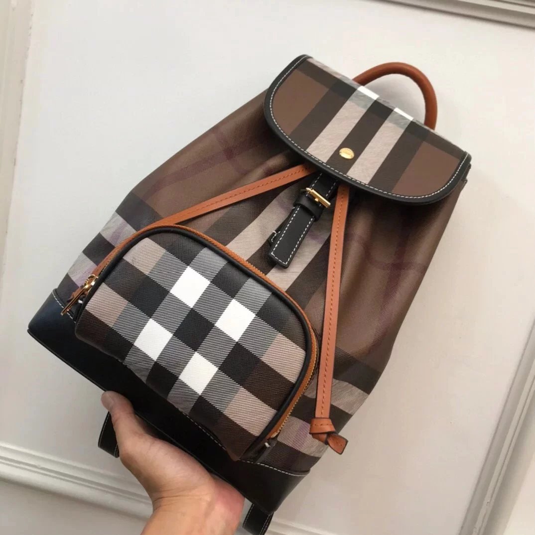 Burberry backpack Top version 【Original Order】New Backpack Classic Plaid First Layer Calfskin Schoolbag Backpack Travel Mountain Climbing Men's and Women's Bags500112