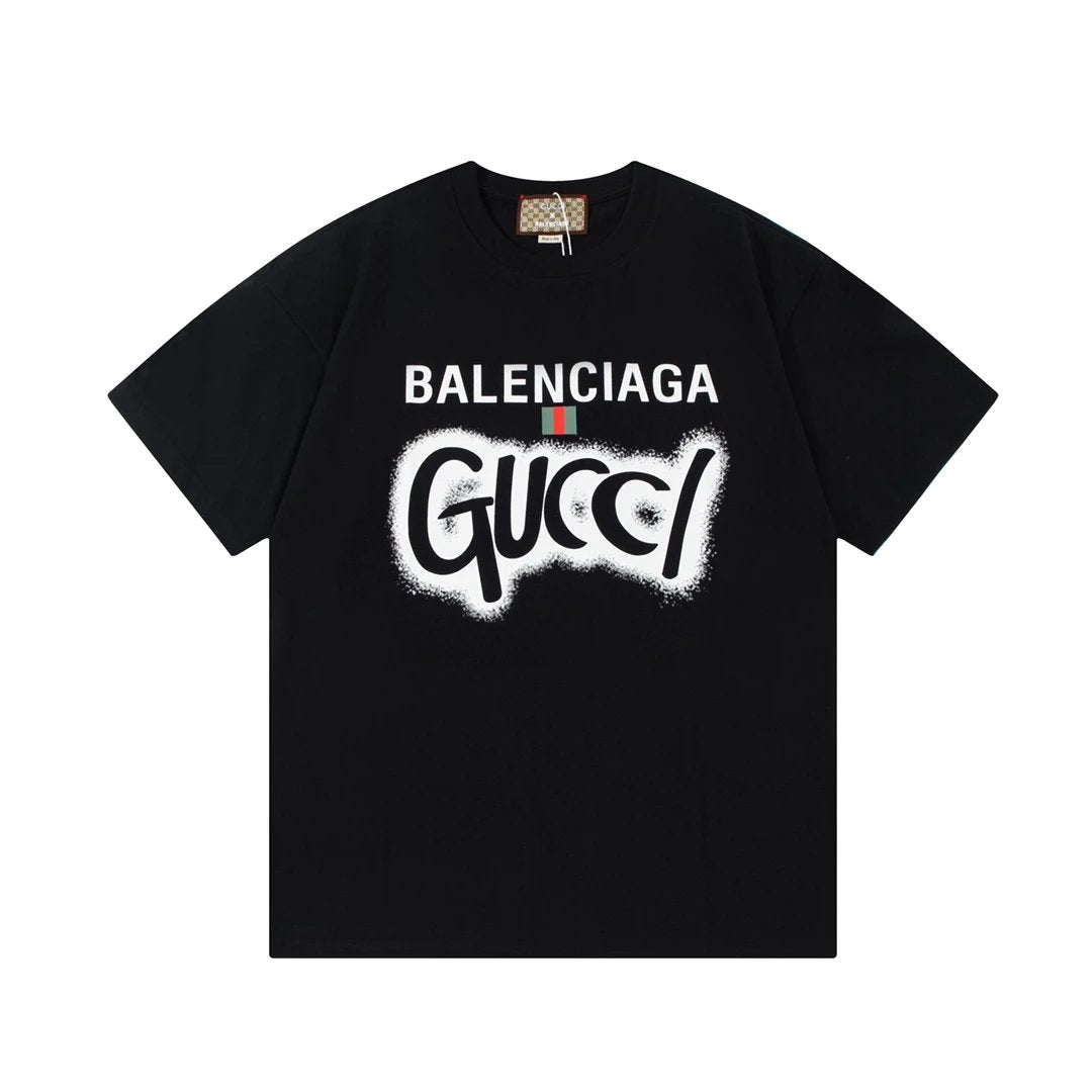 Balenciaga T-shirt Chest Letter Print logo round Neck Short Sleeve25ss New Pure Cotton Unisex Style T Casual T-Shirt Base Layer Shirt OS Loose Fit Half Sleeve Top Plus Size