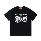 Balenciaga T-shirt Chest Letter Print logo round Neck Short Sleeve25ss New Pure Cotton Unisex Style T Casual T-Shirt Base Layer Shirt OS Loose Fit Half Sleeve Top Plus Size