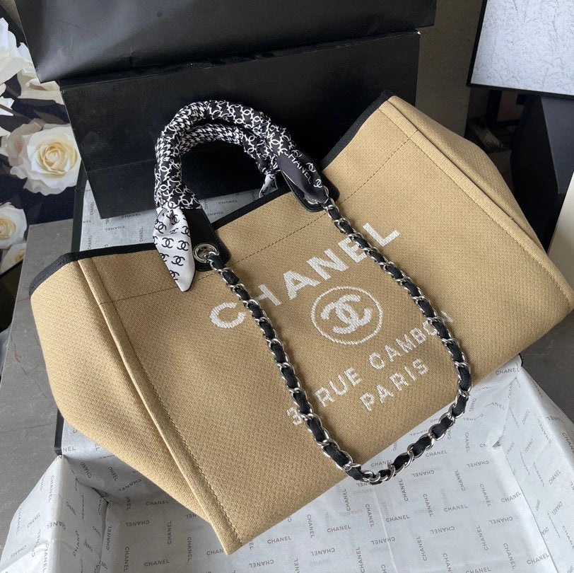 Chanel Women's Bag Top version 【**High-End Version】Early Spring New Color1Beach Denim Canvas Bag Classic Beach Bag Tote Bag Shopping Bag Handbag Mummy Bag Large Capacity Casual Women's Bag Large Beach Bag