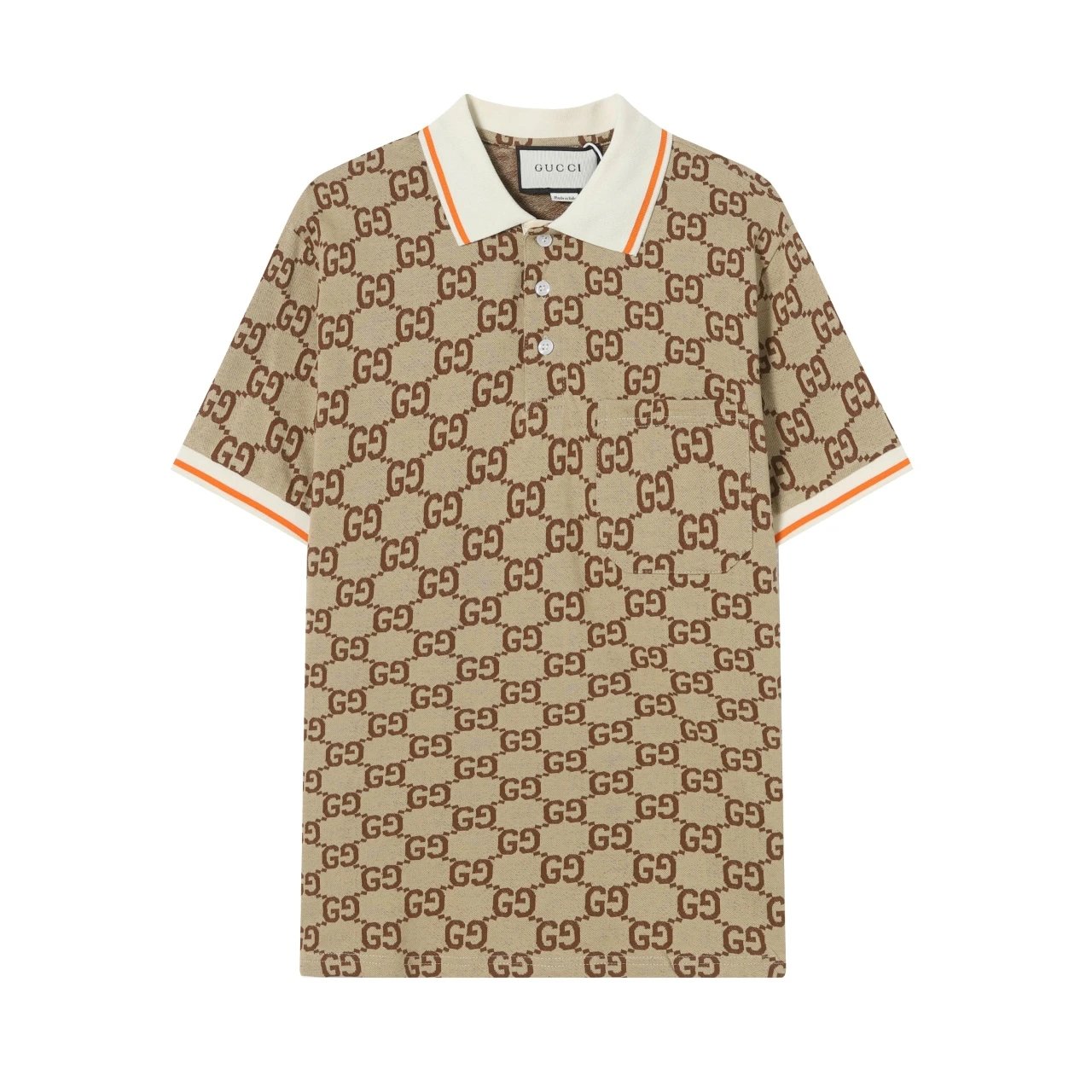 Gucci T-shirt Color Matching GG Patterned Jacquard logoPOLO Shirt Lapel Short Sleeve25ss New Unisex Summer Short Sleeve OS Loose T Business Half Sleeve Shirt Plus Size T-Shirt