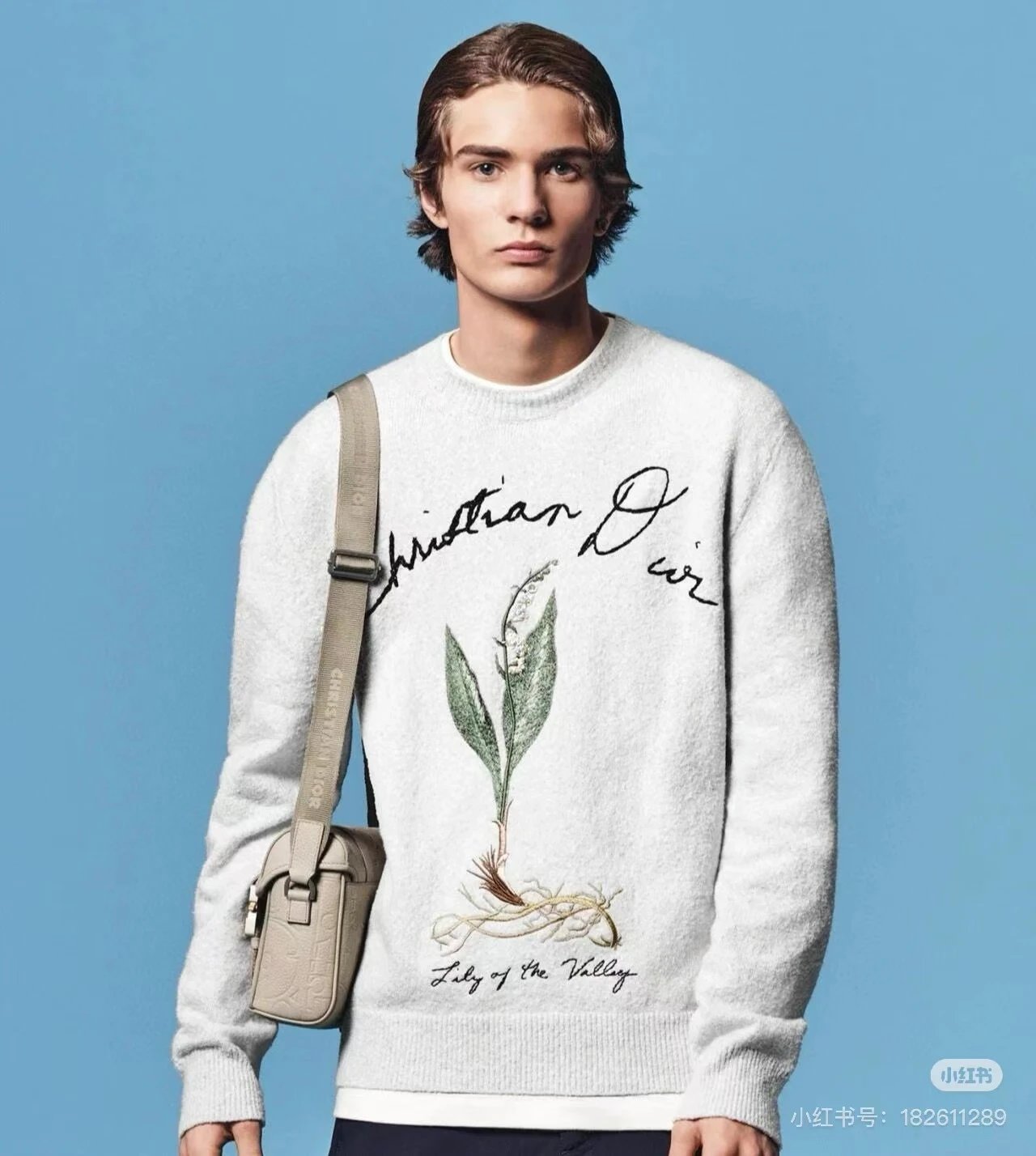 Dior Sweater 24FW Knitted Sweater with Exquisite Lily of the Valley Flower Embroidery, Crew Neck Pullover Sweater, Unisex