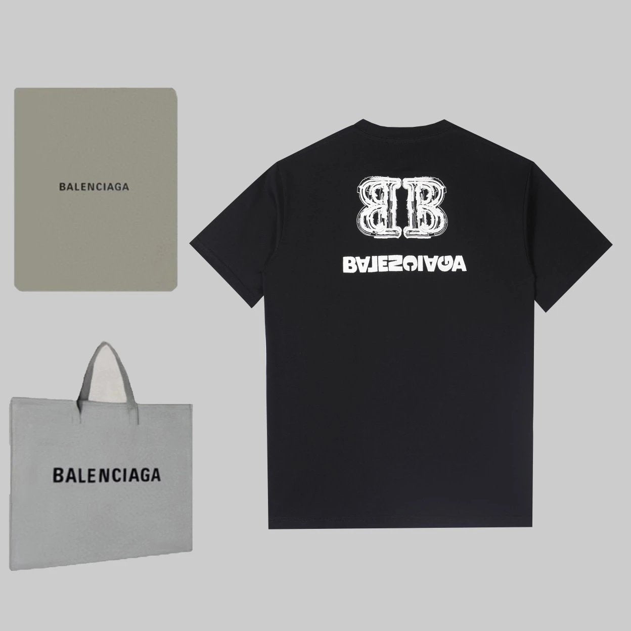 Balenciaga T-shirt Double Back B Printing logo round Neck Short Sleeve25ss New Pure Cotton Unisex Style T T-shirt OS Loose Fit Base Shirt Short Sleeve T-Shirt Top