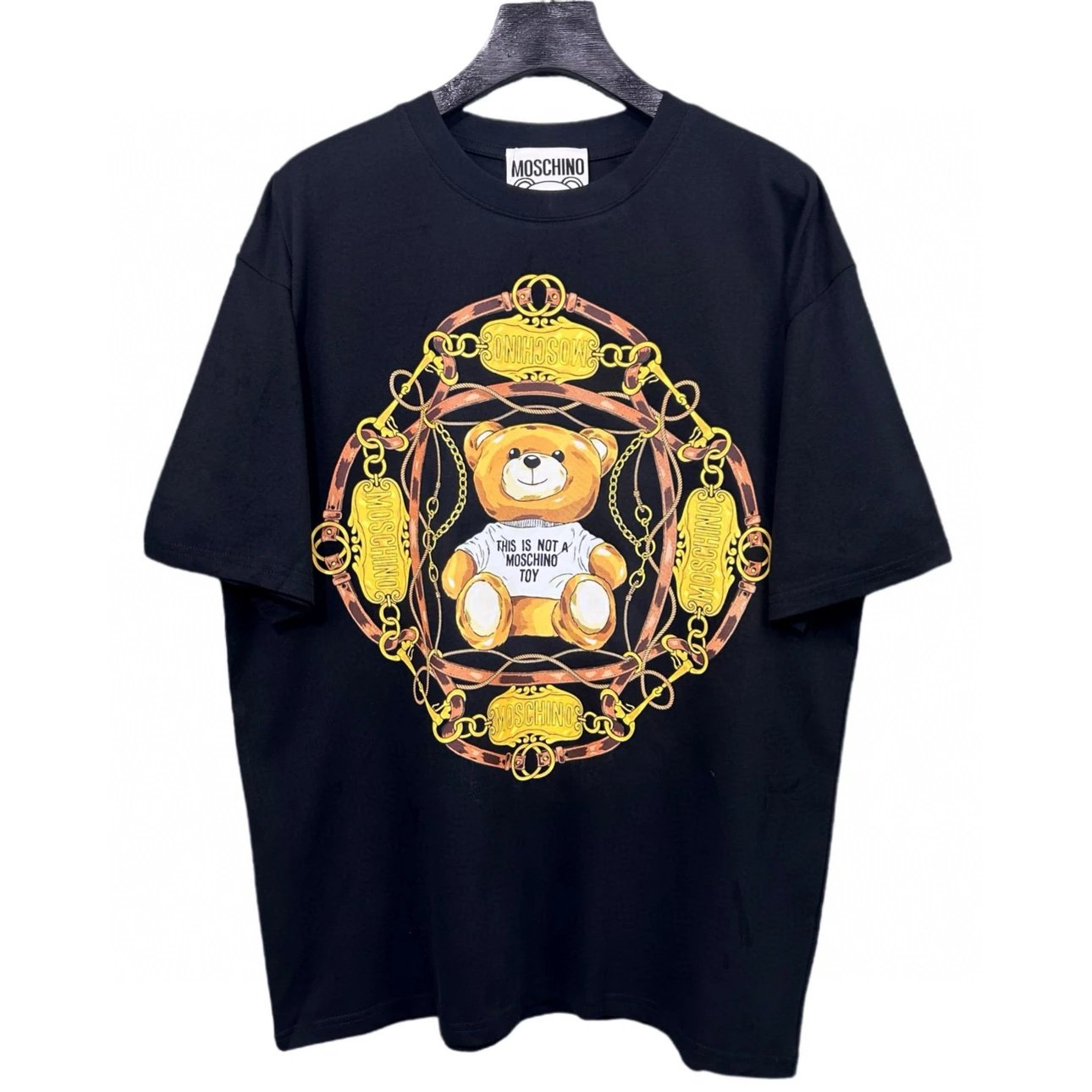 Moschino T-shirt Top Version Counter Same Style Pure Cotton Summer Men's and Women's Same Fashion Loose All-Matching2024New Short Sleeve T T-shirt