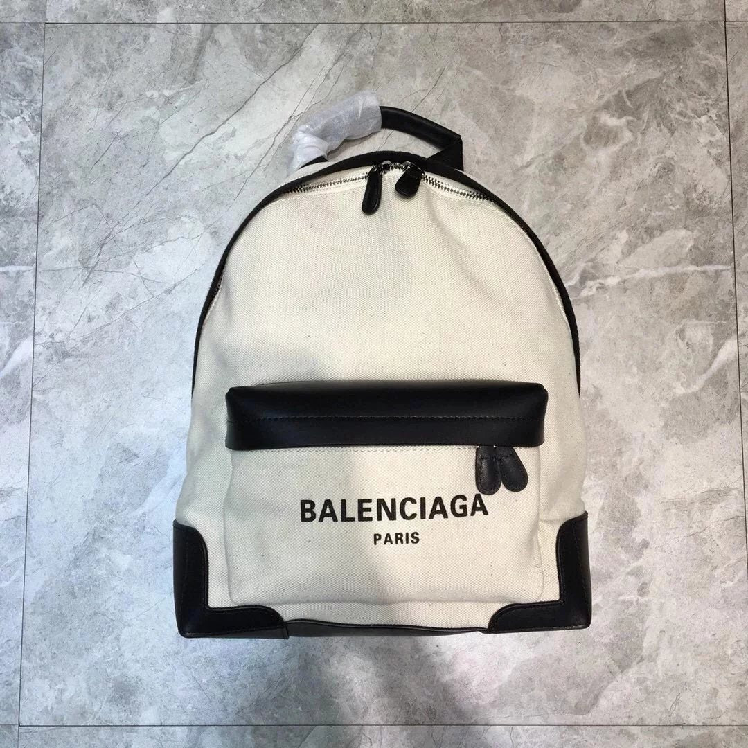 Balenciaga Bag Top version 【Treasure of Town Store】Canvas Backpack Large and Small Sizes Black and White Men's and Women's Same Couple's Backpack Schoolbag