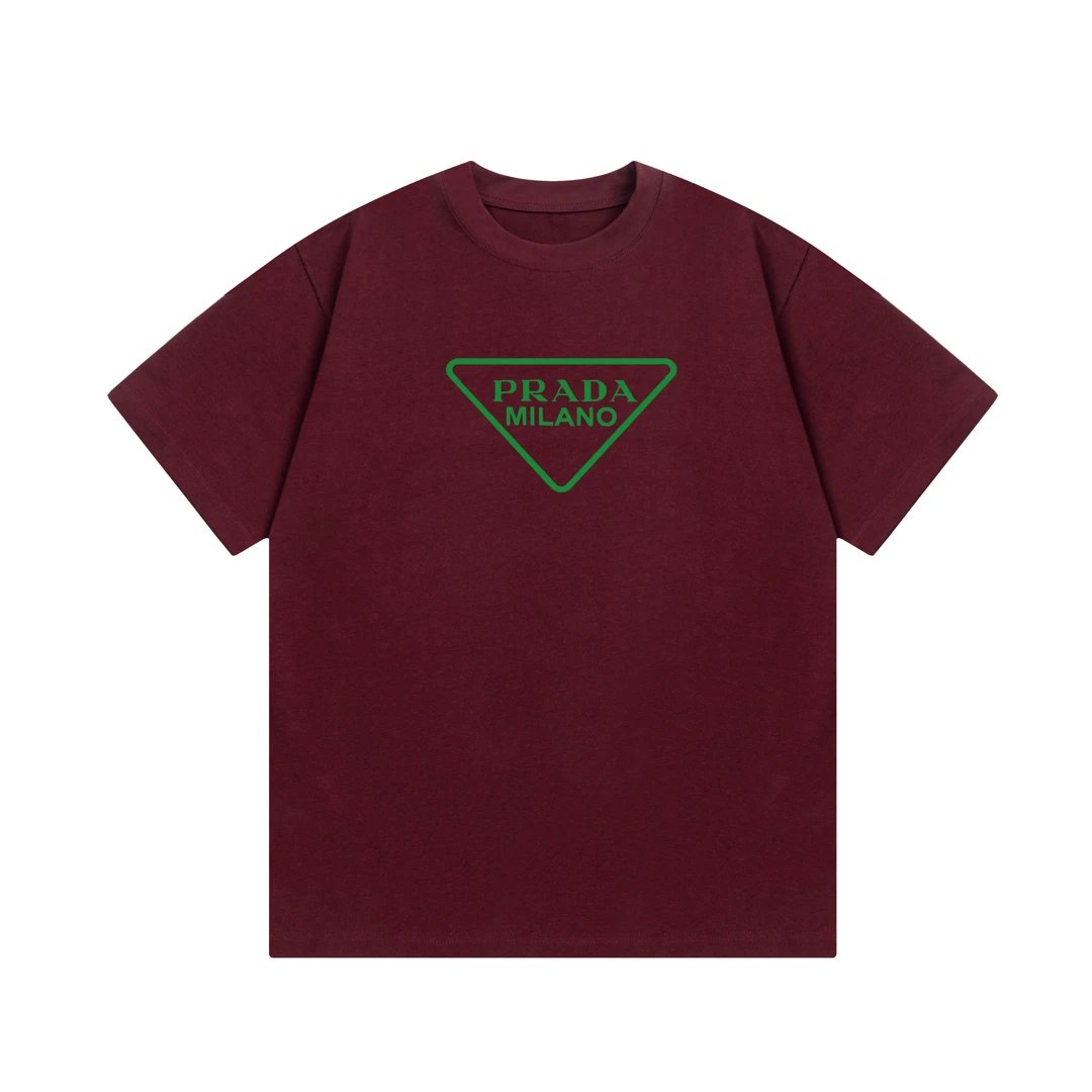 PRADA T-shirt Chest Letter Direct Spray Printing Logo Logo Crew Neck Short Sleeve25ss New Pure Cotton Unisex Style T T-shirt OS Loose Fit Base Shirt Top Half Sleeve T-Shirt