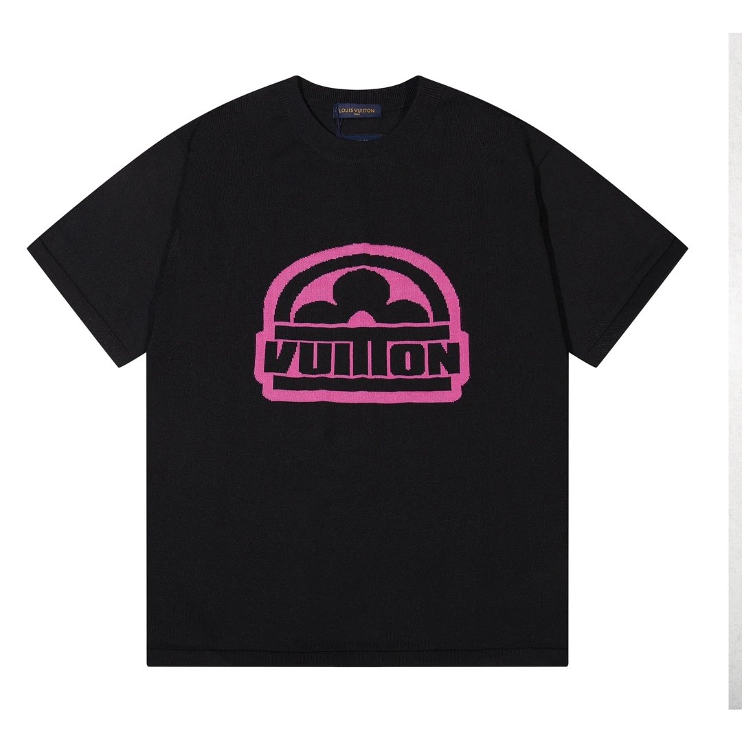 Louis Vuitton LV T-shirt Front Embroidered Knit logo round Neck Short Sleeve25ss New Pure Cotton Unisex Style T Casual T-Shirt Base Layer Shirt OS Loose Fit Half Sleeve Top Plus Size