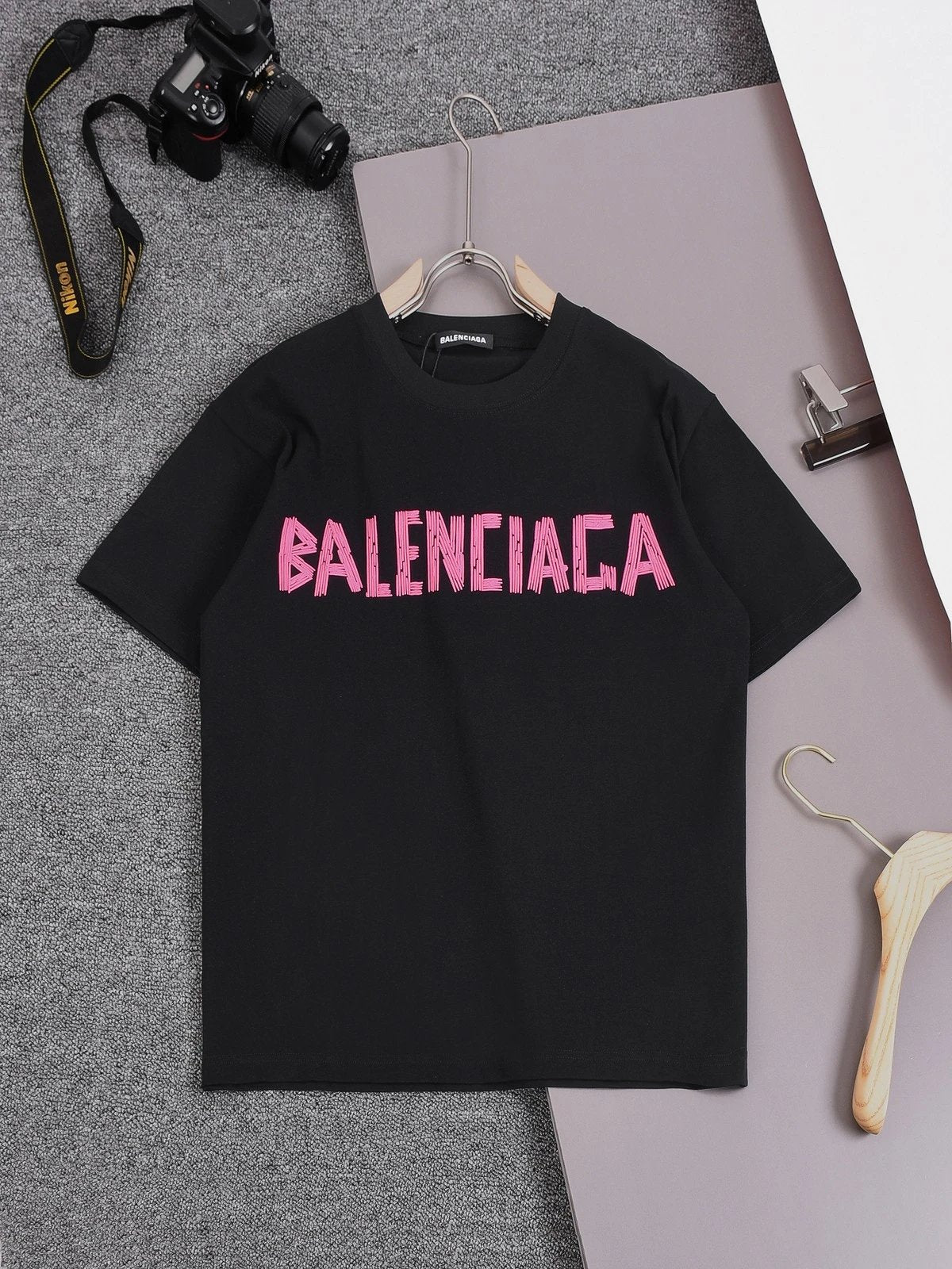 Balenciaga T-shirt Foaming logo round Neck Short Sleeve25ss New Pure Cotton Unisex Style T T-shirt Base Shirt Tee Shirt OS Loose design