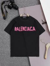 Balenciaga T-shirt Foaming logo round Neck Short Sleeve25ss New Pure Cotton Unisex Style T T-shirt Base Shirt Tee Shirt OS Loose design
