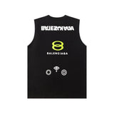 Balenciaga T-shirt Back Letter Signal Pattern Print logo Sleeveless Short Sleeve Sleeveless Vest25ss New Pure Cotton Unisex Base Shirt T T-shirt OS Loose Fit Half Sleeve T-Shirt