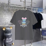 PRADA T-shirt Chest Mouse Pattern Print logo round Neck Short Sleeve25ss New pure cotton T Unisex T-Shirt OS Drop Shoulder Loose Fit Base Shirt Top T-Shirt Short Sleeve