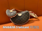 Louis Vuitton LV Women's Bag Top version New【Premium Version】M46828CroissantMM Kosong Bag2024Early Spring Series Can Song Bag Shoulder Bag Messenger Bag Handbag Hand Bag Pea Bag，Two-Piece Set Pea Bag Arc Bag Underarm Bag Shoulder Bag Mini Purse Denim Deni