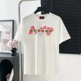 Gucci T-shirt Dragonfly and Floral Print on the Chest logo round Neck Short Sleeve25ss New Pure Cotton Unisex Style T Casual T-Shirt Base Layer Shirt OS Loose Fit Half Sleeve Top Plus Size