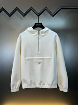 PRADA Hoodie SS24New Pocket Metal Triangle Badge logo Zipper Hoodie Sweatshirt Jacket Top Unisex Sports Casual Loose Fit Versatile