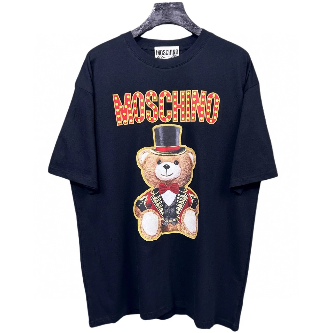 Moschino T-shirt Top Version Counter Same Style Pure Cotton Summer Men's and Women's Same Fashion Loose All-Matching2024New Short Sleeve T T-shirt