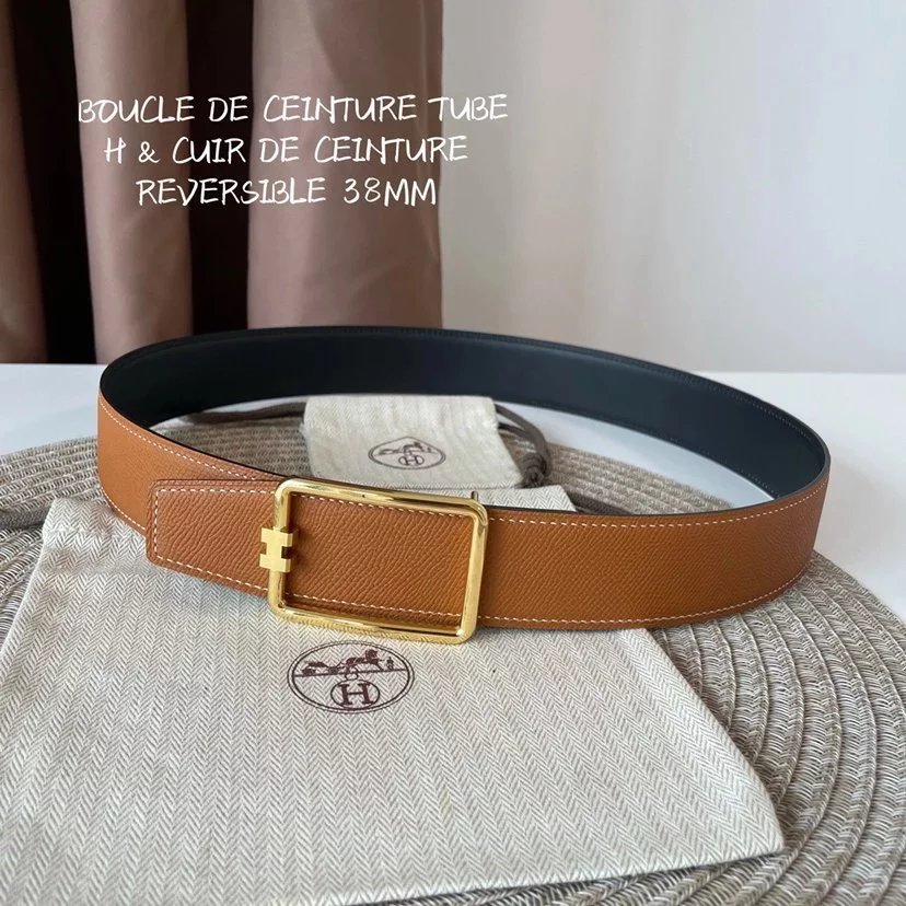 Hermes Belt Top version 【Spot High Quality】New H Buckle Men's Leather Belt Genuine Leather Head Business Man's Belt Imported First Layer Cowhide Leather Pure Steel Buckle