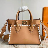 Louis Vuitton LV Women's Bag Top version 【New Arrivals】2023New OnMySide Small Size Full Leather Woven Mummy Shopping Bag Tote Tote Bag Monogram Women's Perforated Cow Leather Shoulder Messenger Bag M21385