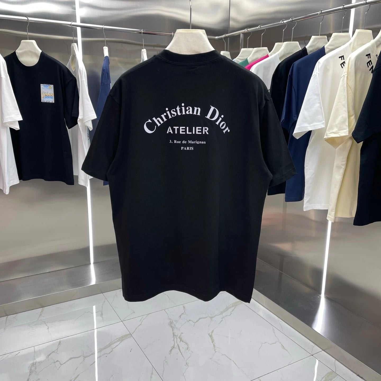 Dior T-shirt Backside Letter Print logo round Neck Short Sleeve25ss New pure cotton T Unisex T-Shirt OS Drop Shoulder Loose Fit Base Shirt Top T-Shirt Short Sleeve