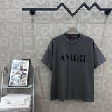 Amiri T-shirt Front Chest Letter Print logo round Neck Short Sleeve25ss New pure cotton T Unisex T-Shirt OS Drop Shoulder Loose Fit Base Shirt Top T-Shirt Short Sleeve