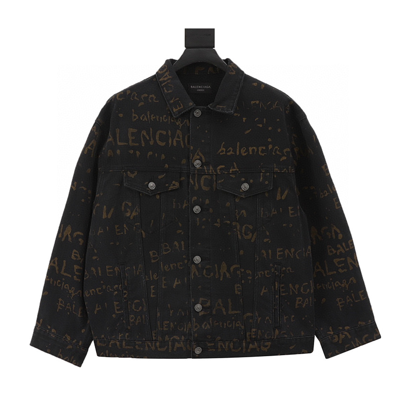 Balenciaga Jackets Color Printing Full Printing Washed Suit Jacket Same Style for Men and Women