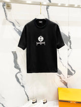Balenciaga T-shirt Classic Retro Rock on the Chest BB Letter Embroidery logo round Neck Short Sleeve25ss New Pure Cotton Unisex Style T Casual T-Shirt Base Layer Shirt OS Loose Fit Half Sleeve Top Plus Size