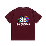 Balenciaga T-shirt Colorful Graffiti Letter Print Logo Logo Crew Neck Short Sleeve25ss New Pure Cotton Unisex Style T T-shirt OS Loose Fit Base Shirt Top Half Sleeve T-Shirt