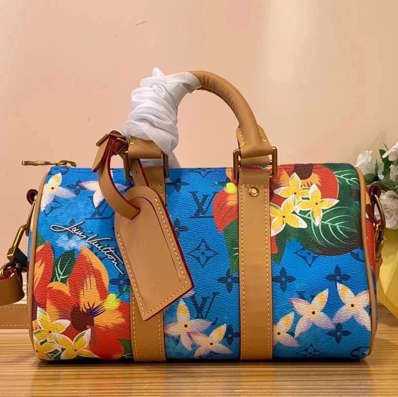 Louis Vuitton LV Men's Bag Top version 【Original in Stock】M25540Silk Screen（Surfing）Men's Pillow Bag keepal25Handbag Mini Travel Bag Travel Bag New Men's Bag Handbag Silk Screen Pillow Bag24New Women's Bag