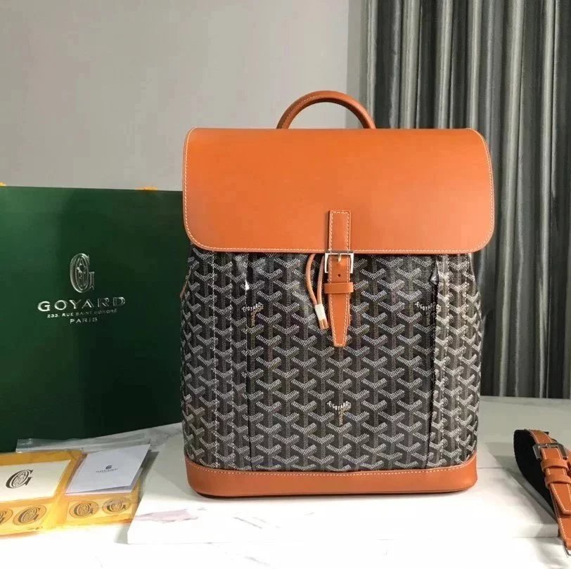 Goyard Bag Top version 【Original Quality】Alpin French Meaning“Climber”It Represents a Gentleman and Is Full of Adventurous Spirit. Alpin Backpack、Pure Hand Sewing Imported Wax Line Alpin Men's Backpack Hiking Backpack Computer Bag with Computer Compartmen