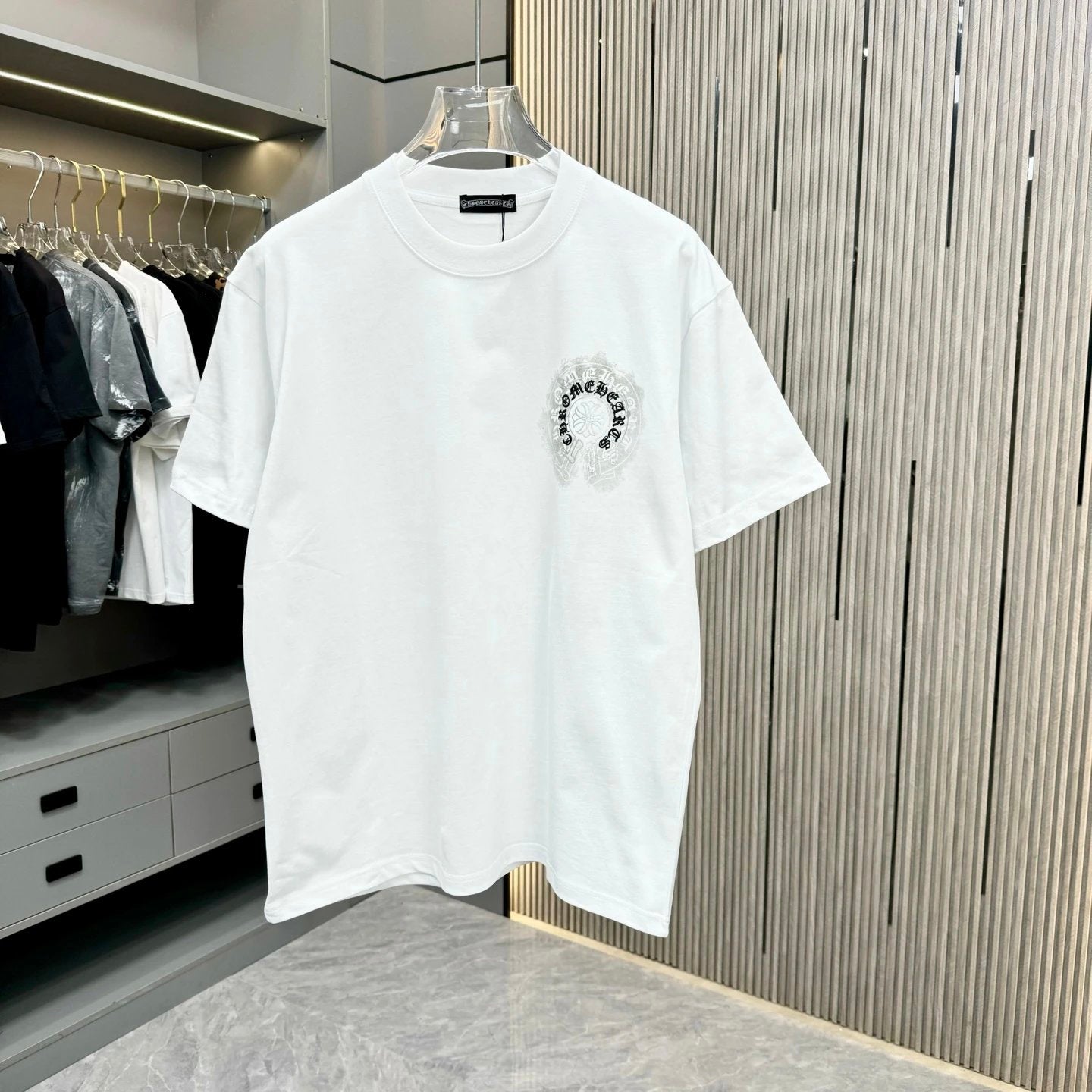 Chrome Hearts T-shirt Special Dot Printing and Three-Dimensional Creasing Process logo round Neck Short Sleeve25ss New pure cotton T Unisex T-Shirt OS Drop Shoulder Loose Fit Base Shirt Top T-Shirt Short Sleeve