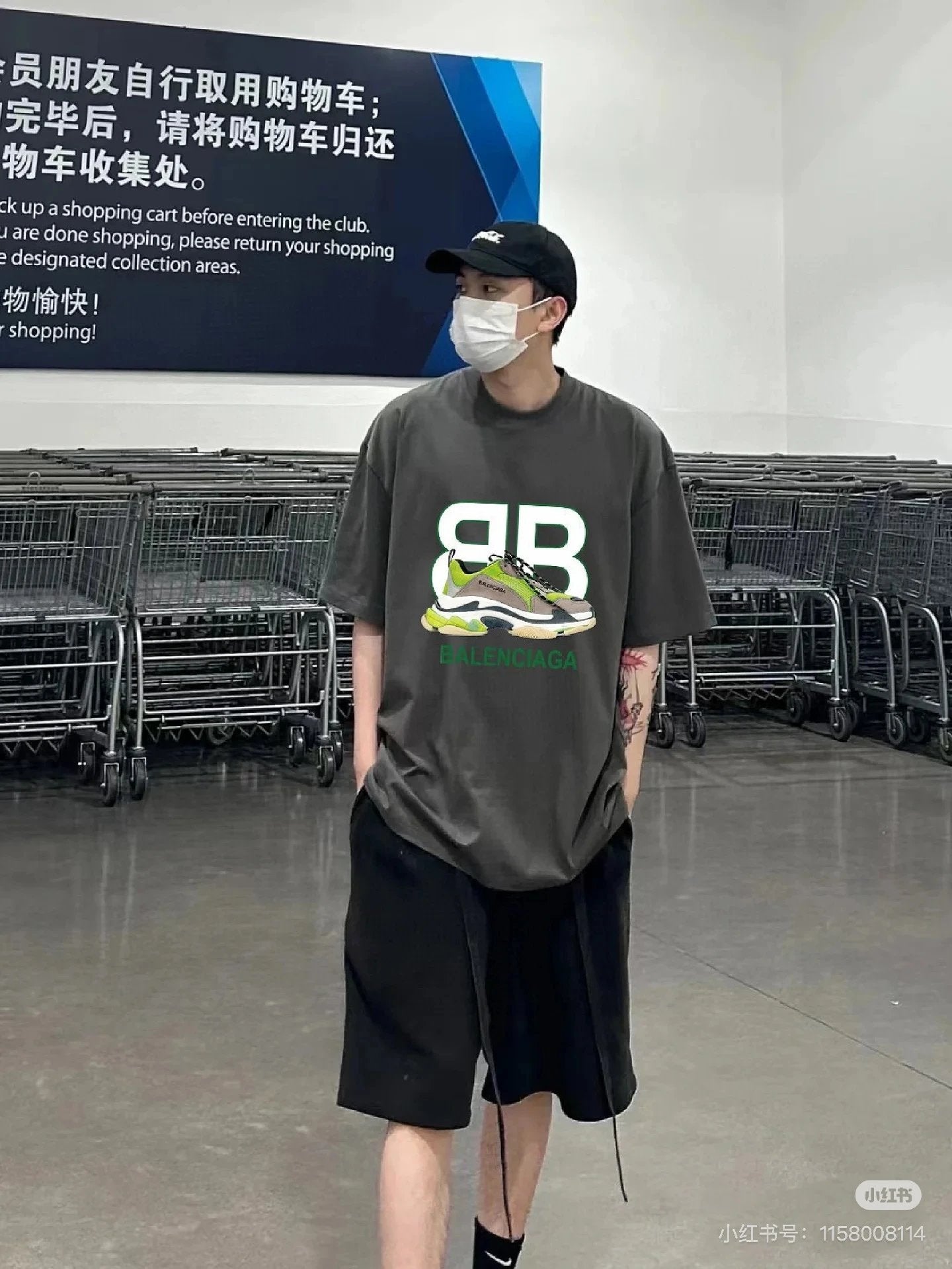 Balenciaga T-shirt Double-breasted B Letter Printed round Neck Short Sleeve25ss New Pure Cotton Unisex Style T T-shirt OS Loose Fit Base Shirt Top Half Sleeve T-Shirt