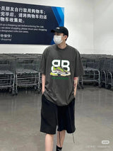 Balenciaga T-shirt Double-breasted B Letter Printed round Neck Short Sleeve25ss New Pure Cotton Unisex Style T T-shirt OS Loose Fit Base Shirt Top Half Sleeve T-Shirt