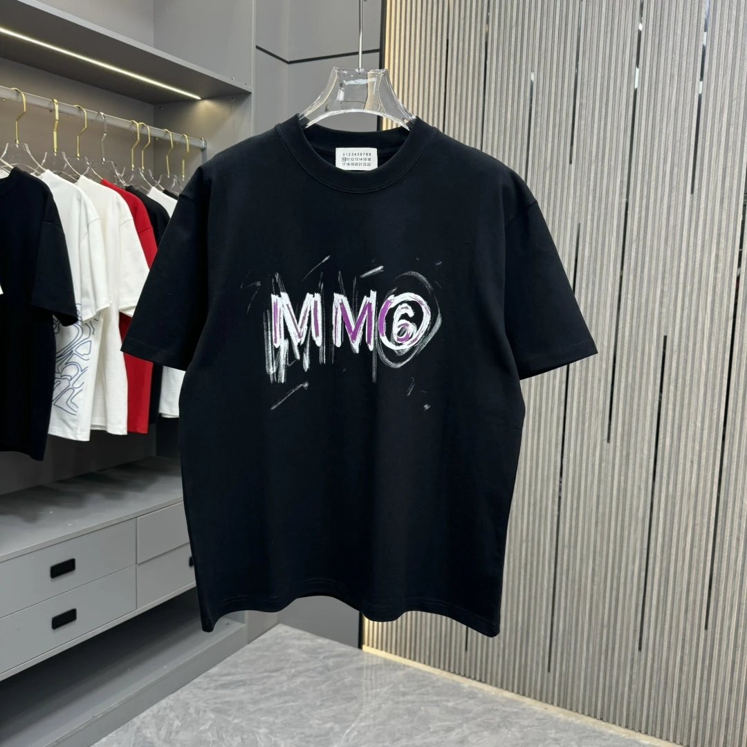 Maison Margiela T-shirt Chest Brand Logo Print logo round Neck Short Sleeve25ss New pure cotton T Unisex T-Shirt OS Drop Shoulder Loose Fit Base Shirt Top T-Shirt Short Sleeve
