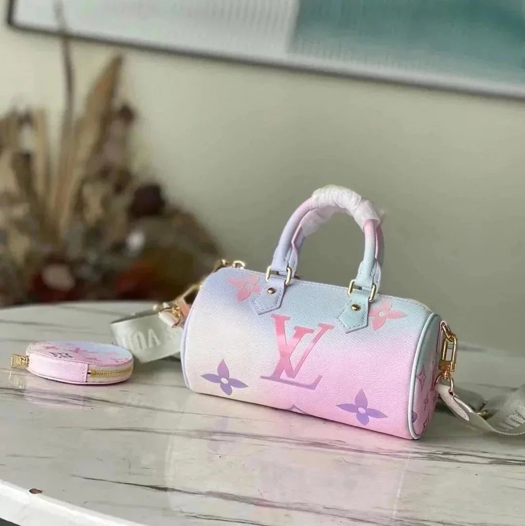 Louis Vuitton LV Women's Bag Top version Original Factory2022New Gradient Color Papillon PapillonBB Full Leather Pillow Bag Women's Shoulder Messenger Handbag Coin Purse M46078M59860