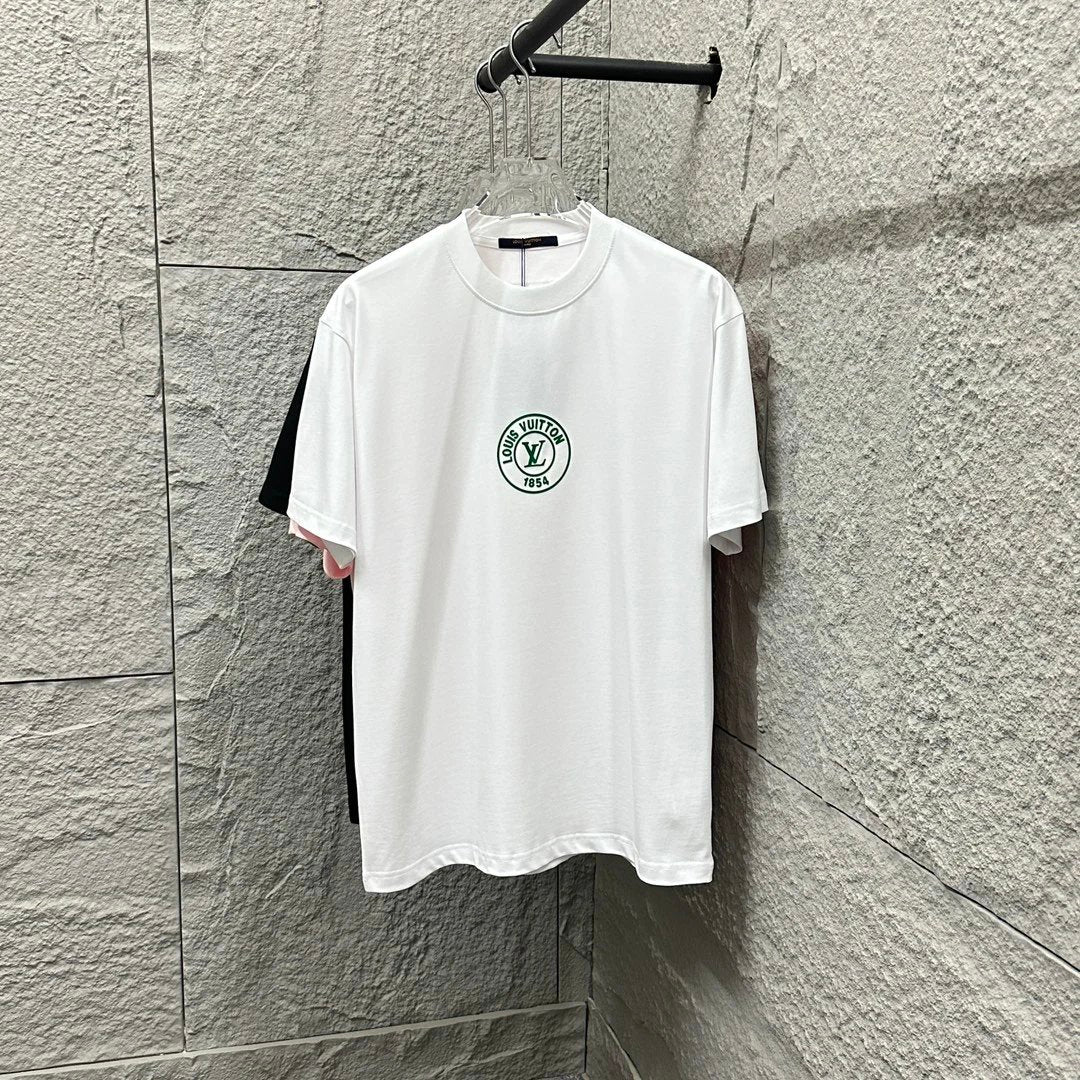Louis Vuitton LV T-shirt Classic Circle Letter 3D Silicone Round Neck Short Sleeve Pure Cotton T T-shirt ins Unisex Simple Summer New Casual Base Shirt B Home T-shirt