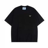 PRADA T-shirt Classic Triangle Badge Logo on the Chest logo round Neck Short Sleeve25ss New pure cotton T Unisex T-Shirt OS Loose Fit Base Shirt Top Half Sleeve T-Shirt