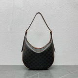 Celine women's bag Top version 【Original Factory】2024Early Spring New HELOISE New Soft Cow Leather Handbag hobo Bag Underarm Bag Shoulder Bag Arc De Triomphe Large logo Printing hobo Backpack114713