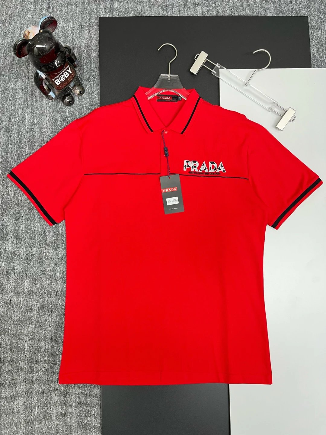 PRADA T-shirt Chest Brand Embroidery logoPOLO Shirt Lapel Short Sleeve25ss New Unisex Summer Short Sleeve OS Loose T Business Half Sleeve Shirt Plus Size T-Shirt