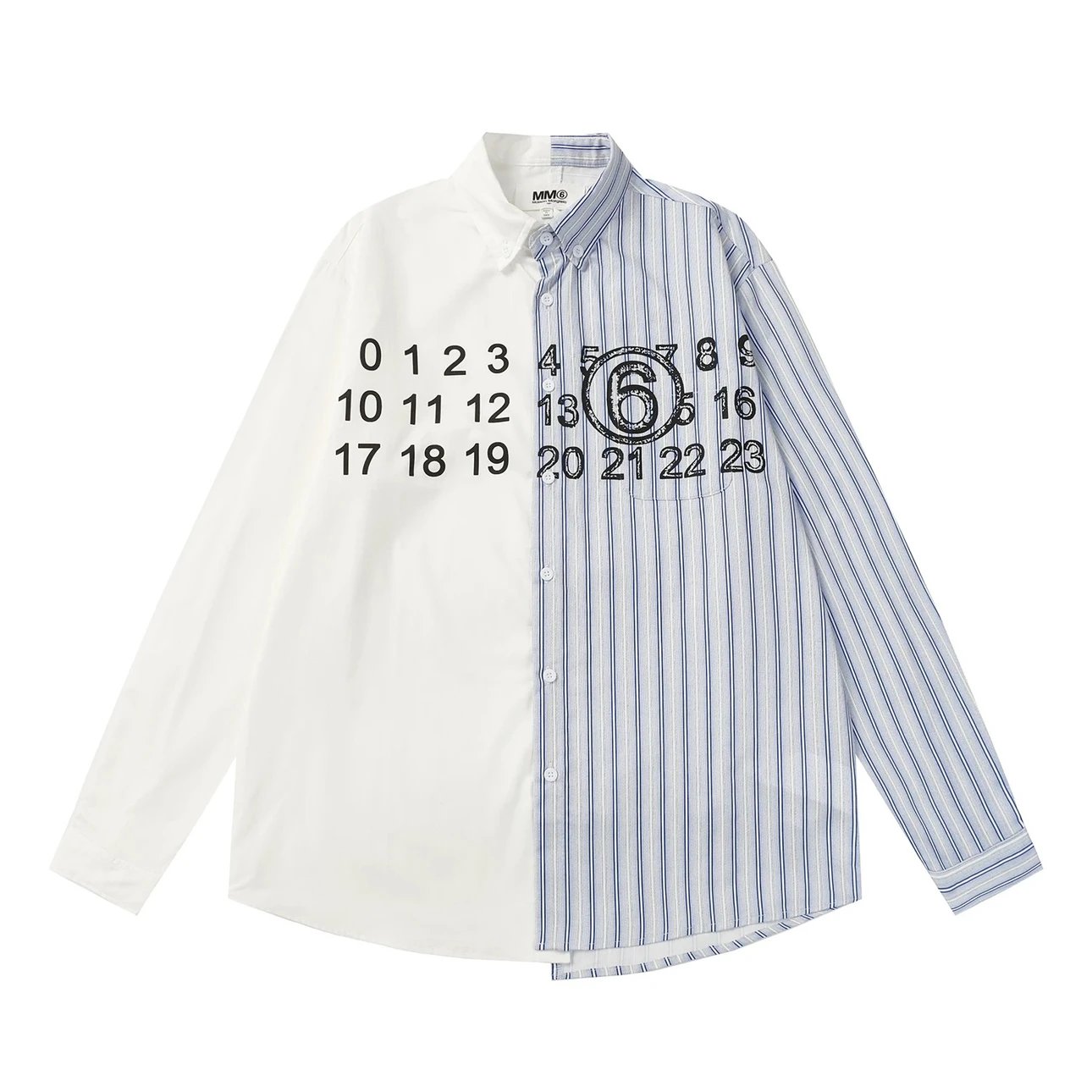 Maison Margiela Shirt Top Version Style Niche Trendy Irregular Stitching Digital Printed Long-Sleeved Shirt for Men and Women