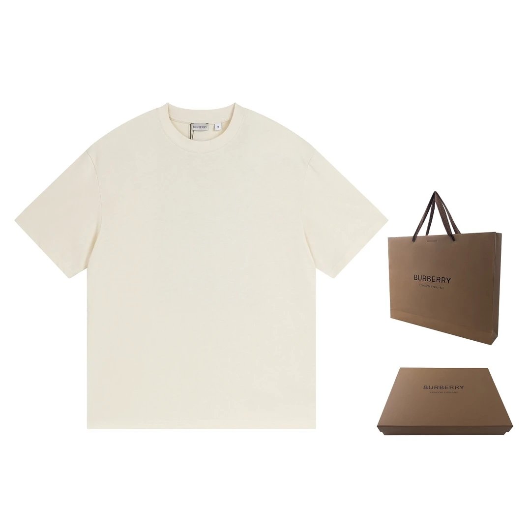 Burberry T-shirt Equestrian Knight Badge on the Back（EKD）Logo Print Crew Neck Short Sleeve25ss New Pure Cotton Unisex Style T T-shirt OS Loose Fit Base Shirt Top Half Sleeve T-Shirt
